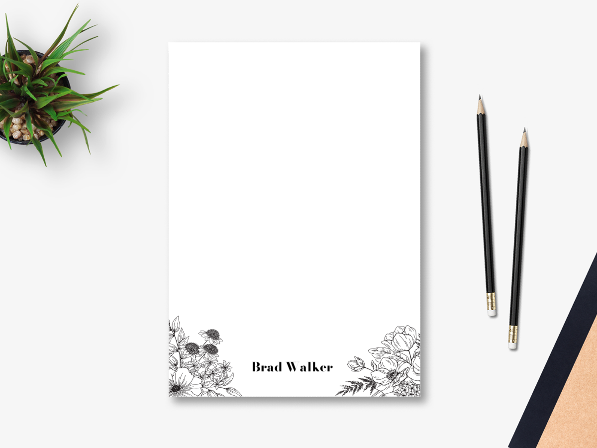 Black Floral Notepad