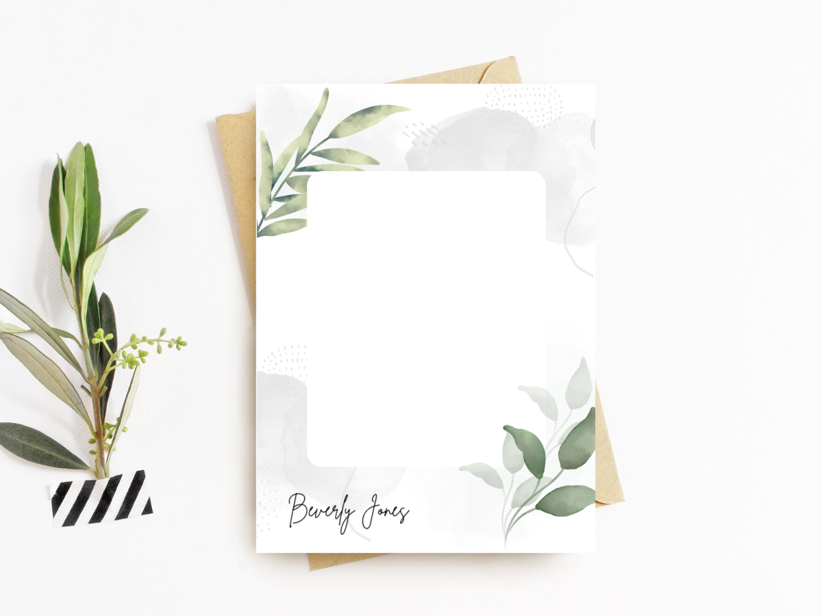 Gray Watercolor Notecards & Envelopes