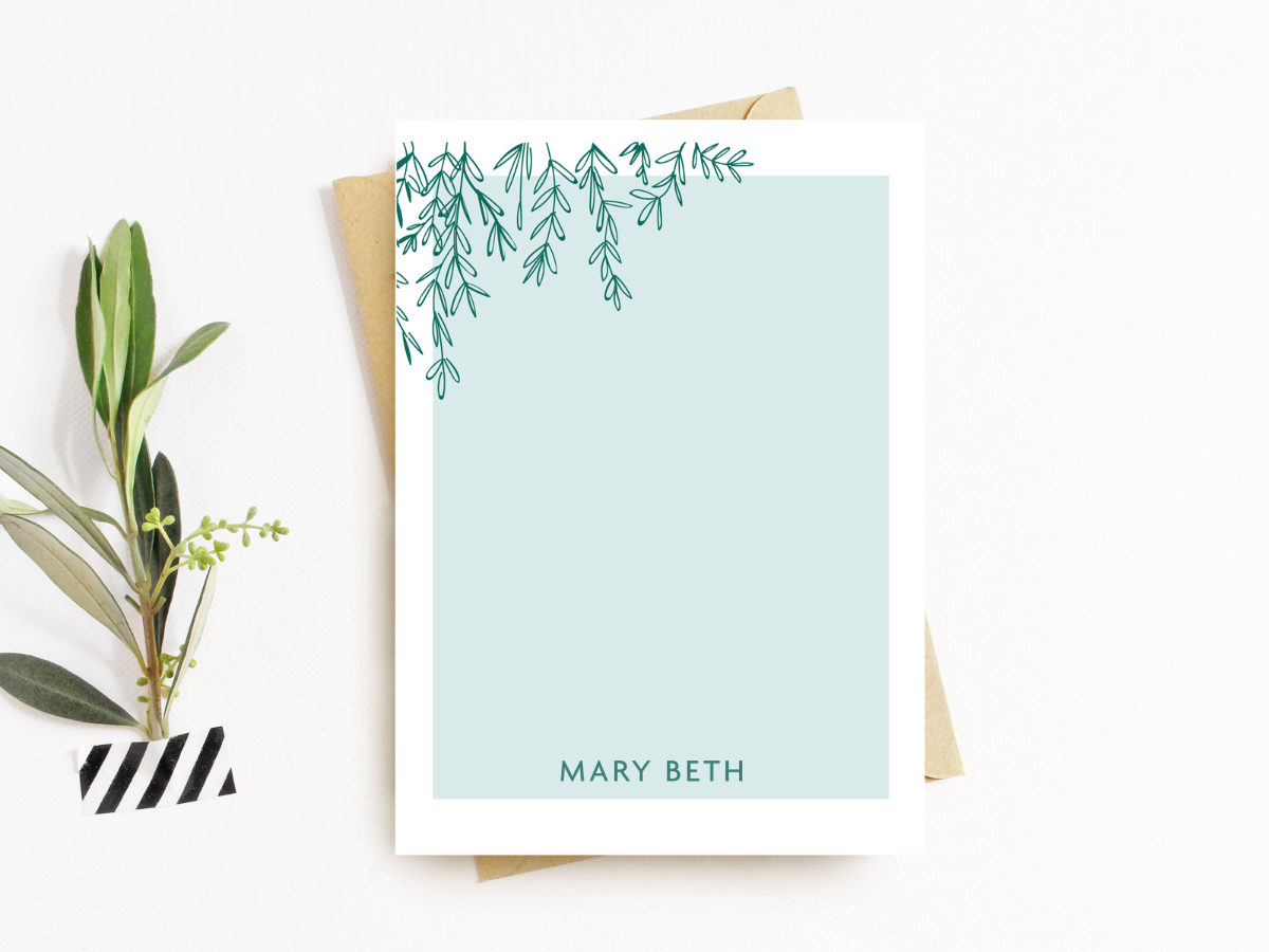 Green Overhang Notecards & Envelopes