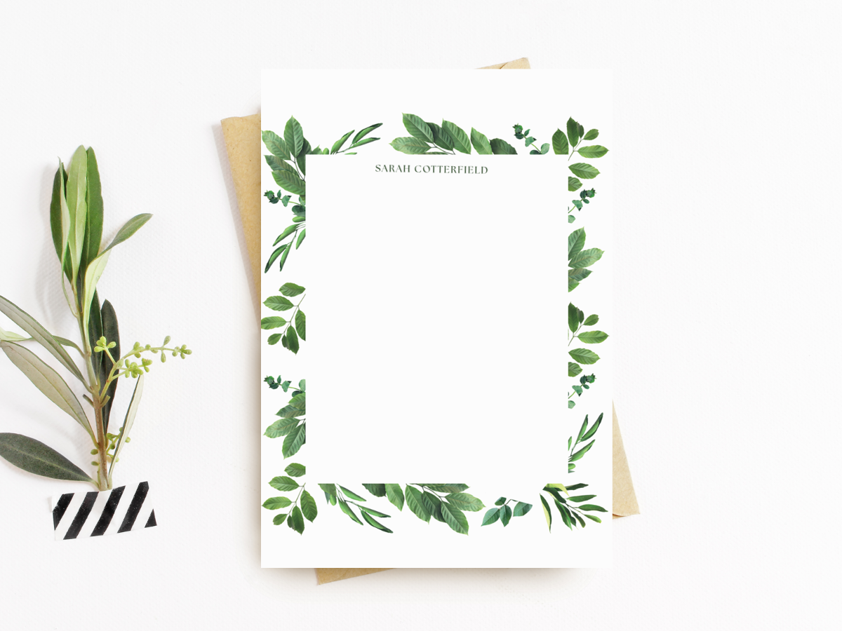 Greenery Border Notecards & Envelopes
