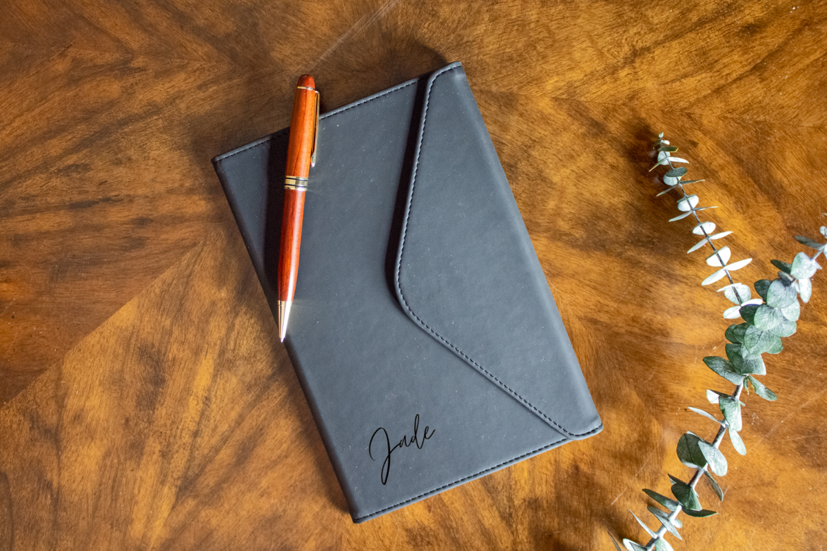 Personalized Black Magnetic Flap Journal