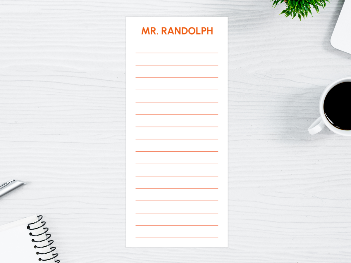Orange Last Name Notepad