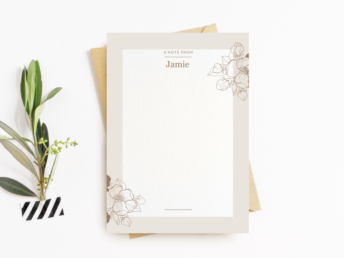 Pink Border Notecards & Envelopes