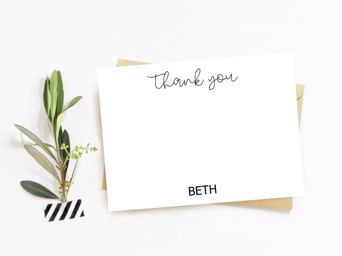 Thank You Script Notecards & Envelopes